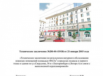 Техническое заключение по результатам натурного обследования нежилых помещений в пределах подвала и первого этажа