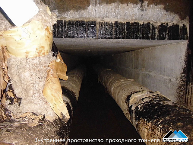 Натурное обследование технического состояния строительных конструкций проходного тоннеля магистральной тепловой сети